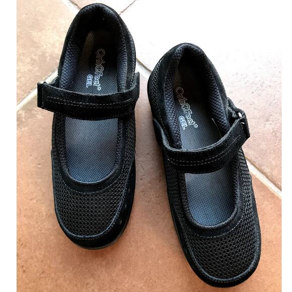 OrthoFeet Chatanooga Black Suede and Mesh Mary Jane Sneakers Extra Wide size 8.5 - Picture 10 of 13